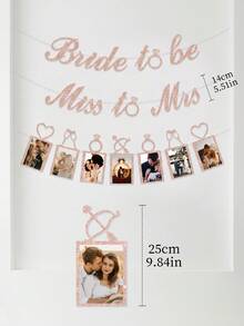 7pcs Personalized Wedding Photo Banner,Customizable Shiny Bridal Shower Photo Banner,Personalized Miss To Mrs Glitter Photo Garland For Bridal Shower,Glitter Photo Banner For Bachelorette & Engagement - Multicolor - View 6
