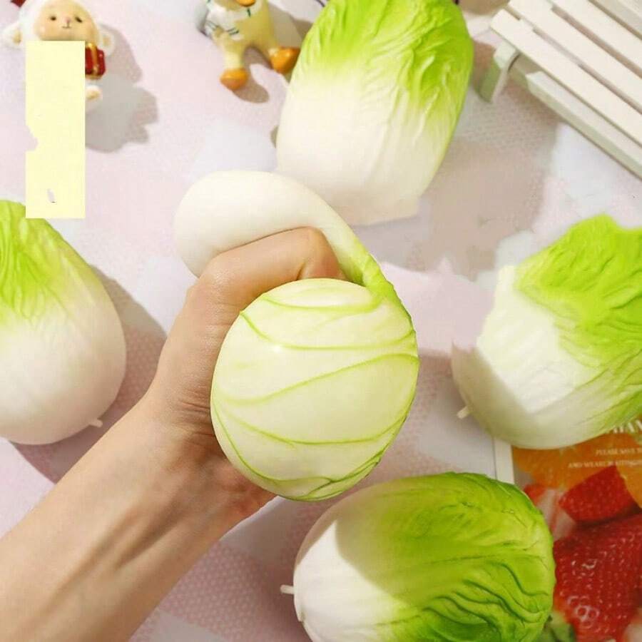 1个创意逼真卷心菜造型挤压玩具,柔软TPR材质,慢回弹挤压,适合办公室放松、舒缓身心、学生减压。 - 彩色 - 查看 1