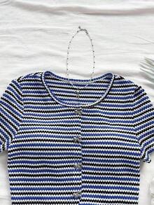 Blusa casual de verano para mujeres, top blanco de manga corta con cuello redondo y estampado floral, para vacaciones de verano - Multicolor - Ver 5