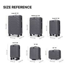 W WINGS مجموعة أمتعة عائلية كبيرة أو حقيبة سفر 14 بوصة 16 18 20 24 28 بوصة ABS+ | قفل مركب، مقبض تلسكوبي، جودة عالية، عجلات دوارة 360° - رمادي - مشاهدة 2