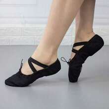 Unisex Basic Versatile Split Sole Ballet Slippers With Drawstring – Ideal For Ballet, Modern Dance, Jazz, Lyrical, Contemporary, Latin, Ballroom, Oriental Dance, Yoga, Pilates, And Fitness Workouts - Black - View 2