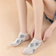 Vớ nữ chống trượt họa tiết trái tim dễ thương, cổ thấp, vớ thường ngày không lộ viền, thiết kế hoạt hình đa năng cho mùa hè đi làm. - Nhiều màu - Xem 5