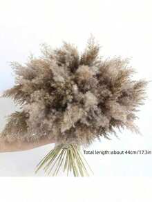 10pcs/Box Artificial Reed Grass Decor, 17.3 Inch Small Faux Reed Feather Bouquet, Brown Reed Grass Decor, Boho Style Room Floral Decor, Wedding Vase Wreath Decor, Bedroom Decor, Boho Wedding Decor, Floor Decor, Ceremony Background Fake Flower Bouquet, Mother's Day Gift, Birthday Anniversary Gift, DIY Wreath Decor - Dark Brown - View 3