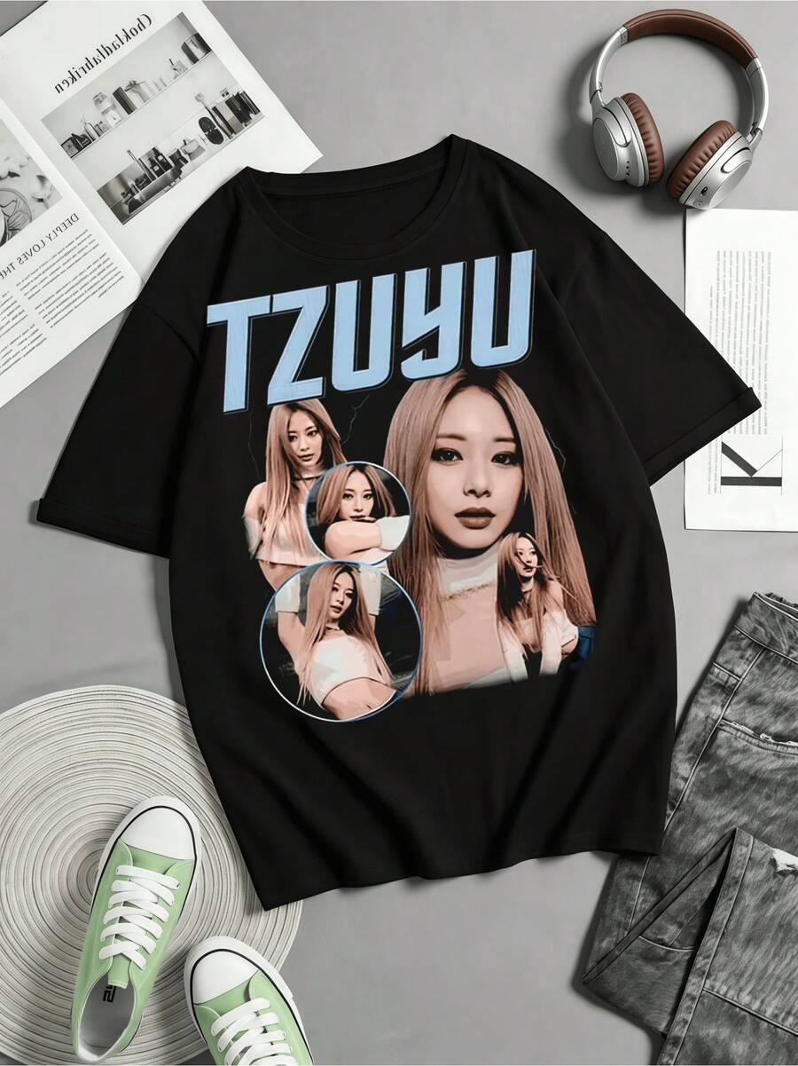 Twice Graphics T-Shirt By Tzuyu, Twice Four Is T-Shirt, My Strategy T-Shirt, Twice Ready To Be World Tour T-Shirt, Twice Members Sweater - Black - View 1