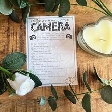Tarjetas de recuerdo del juego de desafío de selfie "Yo veo con mi pequeña cámara" en blanco y negro para invitados a la boda - Juego del reto de selfies - Ver 4