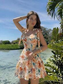 MOD Vestido de tirantes con estampado floral romántico para mujerXhen - Multicolor - Ver 1