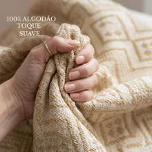 Premium Oasis Double Sofa Throw With Fringe And Super Comfortable Geometric Texture - 2.40x1.80m - Camel - View 4