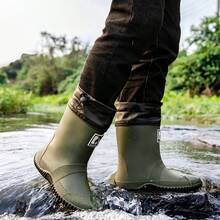 Ủng đi mưa, ủng cao su chống nước, thiết kế độc đáo PVC, thoải mái & nhẹ, ủng bùn làm việc, chống mài mòn chống trượt, ủng làm vườn, phù hợp cho câu cá, nông nghiệp, làm vườn, cho nam và nữ - màu xanh lá - Xem 4
