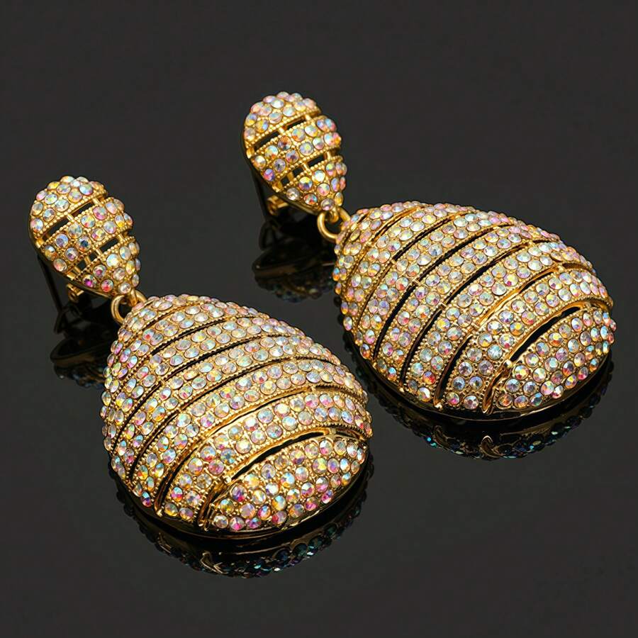 Pendientes de mujer de alta calidad con diamantes completos, elegantes y exquisitos, brillantes pendientes de diamantes de novia para accesorios de boda, baile, actuación, pasarela y uso diario, regalos de moda