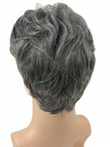 Men's Black Gray Short Heat-Resistant Soft Layered Wig Is Suitable For Daily Festivals Such As Father's Day And Halloween - Grey - View 5