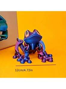 逼真 3D 列印青蛙動物模型，鮮豔眼睛，可靈活活動的關節，無需電源，塑膠結構，適合電腦、桌面、冰箱、水族箱裝飾，自然愛好者的理想禮物，聖誕節 - 彩色 - 查看 5