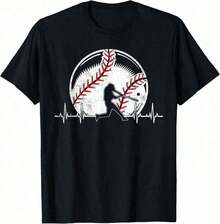 Women's Loose Printed T-shirt1PSCRegalos de latido de corazón de béisbol para chicos que aman el béisbol, camia gráfica, camias de moda casual para mujeres, estilo de topsTshirtscamisas de mujer blusa Adecuado como regalo. playera de mujer. blusas>elegantes. boho chic,Top de mujer suave, transpirable y cómodo, ideal para primavera, verano y otoño, perfecto para vacaciones, viajes y uso diario. - Negro - Ver 2