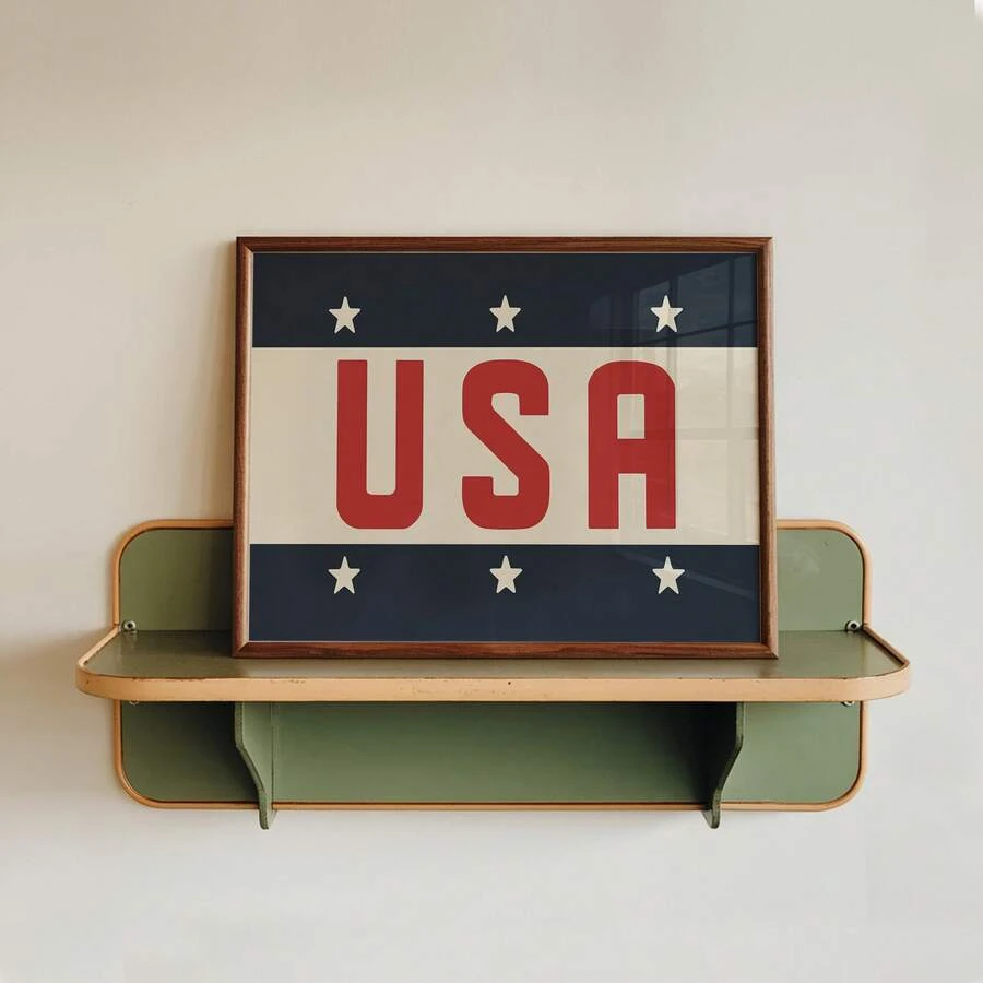 1pc Frameless Retro American Patriotic Font Art Canvas Poster Print Vintage 4th Of July Patriotic Farmhouse Aesthetic Wall Decor Minimalist Fun Art Painting For Home Apartment Bedroom Dorm Office Classroom Party Perfect Gift - Word - View 1