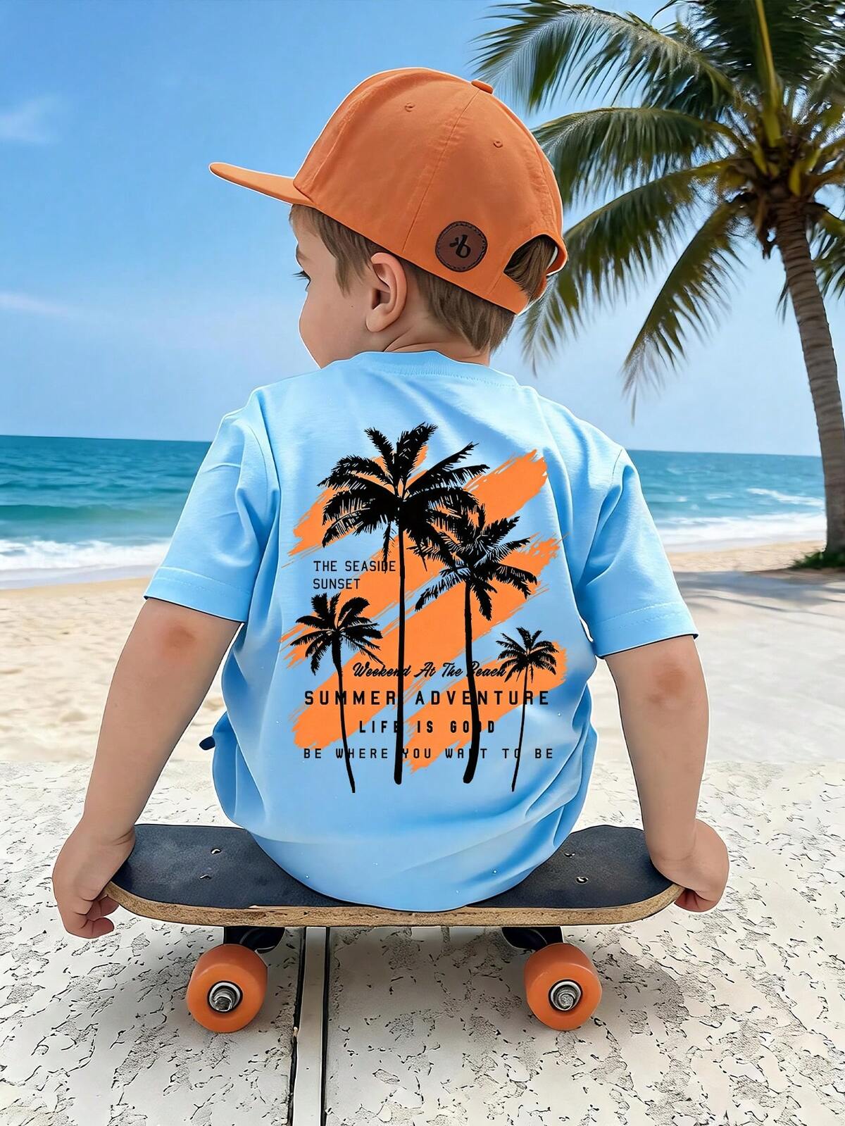 1 pièce T-shirt décontracté polyvalent pour garçons, imprimé minimaliste d'été, tissu doux et confortable
