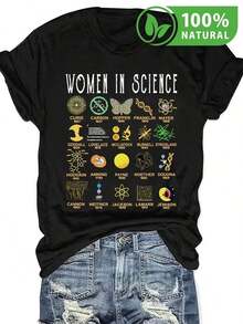 Camiseta Mujeres en la Ciencia Diseño Único con Iconos Científicos Inspiradores Estilo Moderno para Mujeres Innovadoras 100% Algodón Ideal para Regalar y Lucir con Orgullo en México  Femenina Cómoda y Elegante Moda Causal Diario - Negro - Ver 8