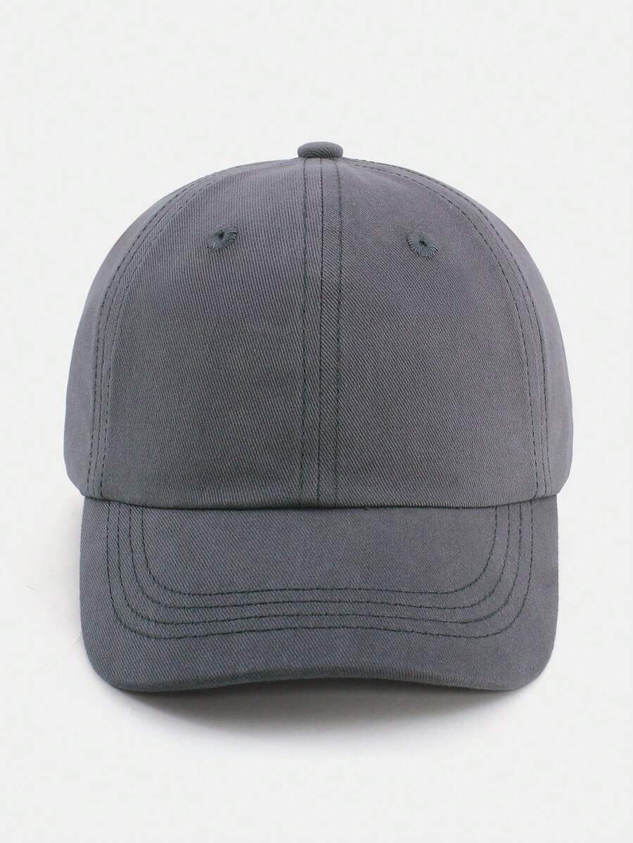 1pc Toddler Deep Grey Solid Color Adjustable Baseball Cap For Outdoor - Dark Grey - View 1