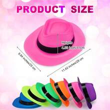 24 chiếc mũ tiệc nhựa neon, mũ Fedora phong cách gangster neon cho người lớn, mũ huỳnh quang phản ứng UV, mũ Fedora tiệc cho sinh nhật, tiệc âm nhạc, đám cưới, v.v., với hiệu ứng phát sáng trong bóng tối phong cách gangster - Nhiều màu - Xem 5