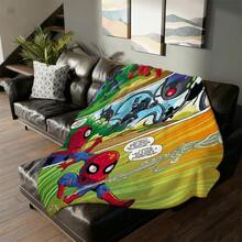 1pc S-Pider-Man Print Blanket,Retro Cartoon Style Throw Blanket,Cartoon Character Printed Blanket,All-Season Universal Nap Blanket,Character Home Decor Blanket,Modern Fashion Gift Suitable For Home Bedroom Bed Sofa Office Lunch Break Cover Picnic Blanket - Nhiều màu - Xem 4
