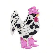 Rooster Shaped Hair Claw Clip, Cow Print Chick Hair Clip, Funny Quirky Design, Interesting Personalized Black & White Large Size Hair Clip For Women, Niche Personalized, Creative Quirky Hair Accessory, Suitable For Bun, Curly, Long Hair, Daily Commute - View 8