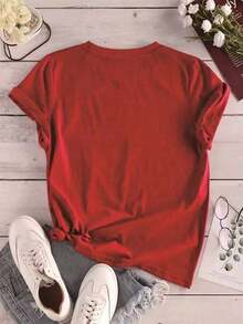Women's Blouses, Women's Casual Style Graphic Print Butterfly And Pink Loose Round Neck Short Sleeve Spring Summer Daily Wear T-Shirt, Women's T-Shirt - 黑色 - 查看 9