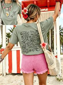 Women's T-Shirt With Dachshund Print - Cute Basic Short-Sleeved Crew Neck T-Shirt With A Dachshund And Heart Print, Suitable For Casual Spring, Summer, And Autumn Wear, Machine Washable Gift For Dachshund Lovers - 白色 - 查看 6