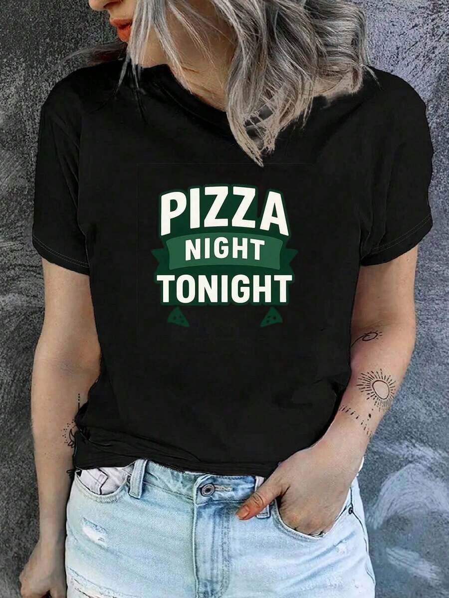 Fashionable And Sexy Casual Black T-Shirt, Short Sleeve, Women's Clothing - 黑色 - 查看 1