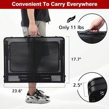 Folding Grill Table, 3x2 FT Portable Cping Table With 2 Wing Panels, Height Adjustable Metal Tables With Mesh Desktop And Mesh Bag, Outdoor Furniture For Cping, Picnic, Beach And BBQ, Bla Variant 2 - 3x2 FT With 2 Panels - View 6