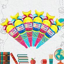 6pcs Blue Pink German Hurra Schulkind Ice Cream Shape Foil Balloons Set Back To School Sticks Balloon Homecoming Decorations Schulkind Inflatable Toys - View 1