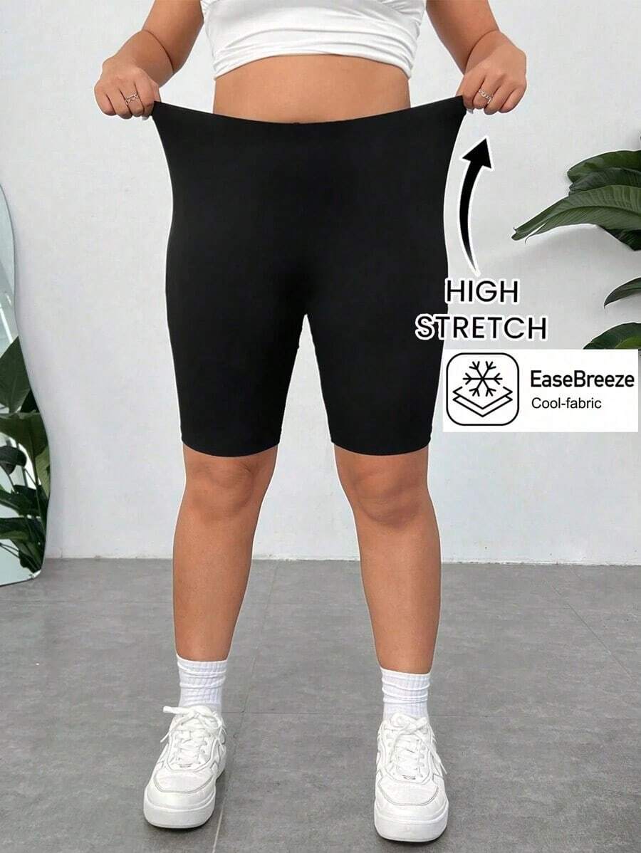 Pantalones Cortos de Compresión de Talla Grande  Negros de Secado Rápido y Refrigeración - Negro 2 - Ver 1