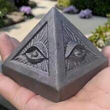 Natural Shungite Evil Eye Pyramid Polished Block Column Healing Stone Figurine Home Office Decor Spiritual Energy Gift - Grey - View 5