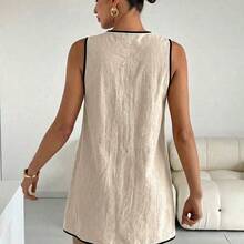 Vestido mini sin mangas con lunares en contraste para mujer - Albaricoque - Ver 3