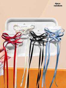 Bộ 4 kẹp tóc nơ ruy băng satin, có sẵn màu đỏ, be, đen, xanh dương, thiết kế nơ kép với ruy băng siêu dài, phù hợp cho nữ và bé gái, lý tưởng dùng hàng ngày, hẹn hò, đi học, du lịch, đi biển, tiệc tùng, lễ hội, làm quà tặng, tốt nghiệp, kẹp tóc barrette, kẹp tóc càng cua - Nhiều màu - Xem 9