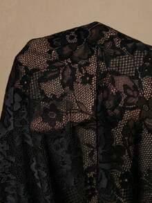 Freevana Blusa sin mangas con estampado floral vintage bohemio y encaje, talla grande, nueva llegada de primavera, adecuada para el Día de San Valentín, festivales de música - Negro - Ver 8