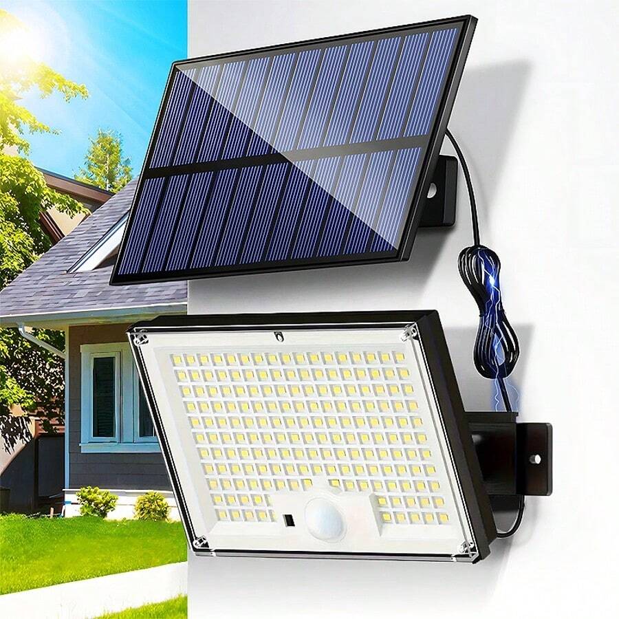 172LED 太陽能感應燈，3 種模式戶外安全燈，防水壁燈附遙控器，適用於花園庭院車庫