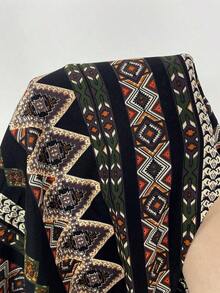 Vestido con estampado, corte con abertura alta, espalda descubierta, atar al cuello y flecos para mujer, vacaciones - Verde 2 - Ver 6