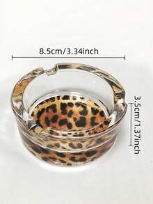 3.34-Inch Round Creative Fashionable Leopard Print Glass Ashtray, Home Decor, Bar/Hotel Accessory, Holiday Gift For Friends - Leopard Print - View 4