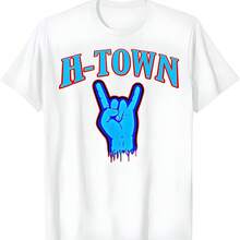 Clásico Houstons H-Town signo de mano para los fans del deporte de la camiseta de Houston - Blanco - Ver 1