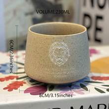 1个狮头祝福陶瓷咖啡杯，ins风奶油色简约可爱陶瓷杯，经典花卉系列，手工制作，高美感茶杯/咖啡杯，适合居家、餐厅、咖啡馆使用 - 可爱、创意、个性化早餐杯、茶杯、咖啡杯，完美的生日和节日礼物 - 彩色 - 查看 9