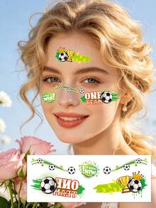 6pcs Football Fan Temporary Face Tattoos, Sports Football Event Temporary Face Tattoo Stickers, Festival Party, Football Pattern Body Stickers Suitable For Arms And Face, Waterproof Football Theme Stickers - Multicolor - View 8