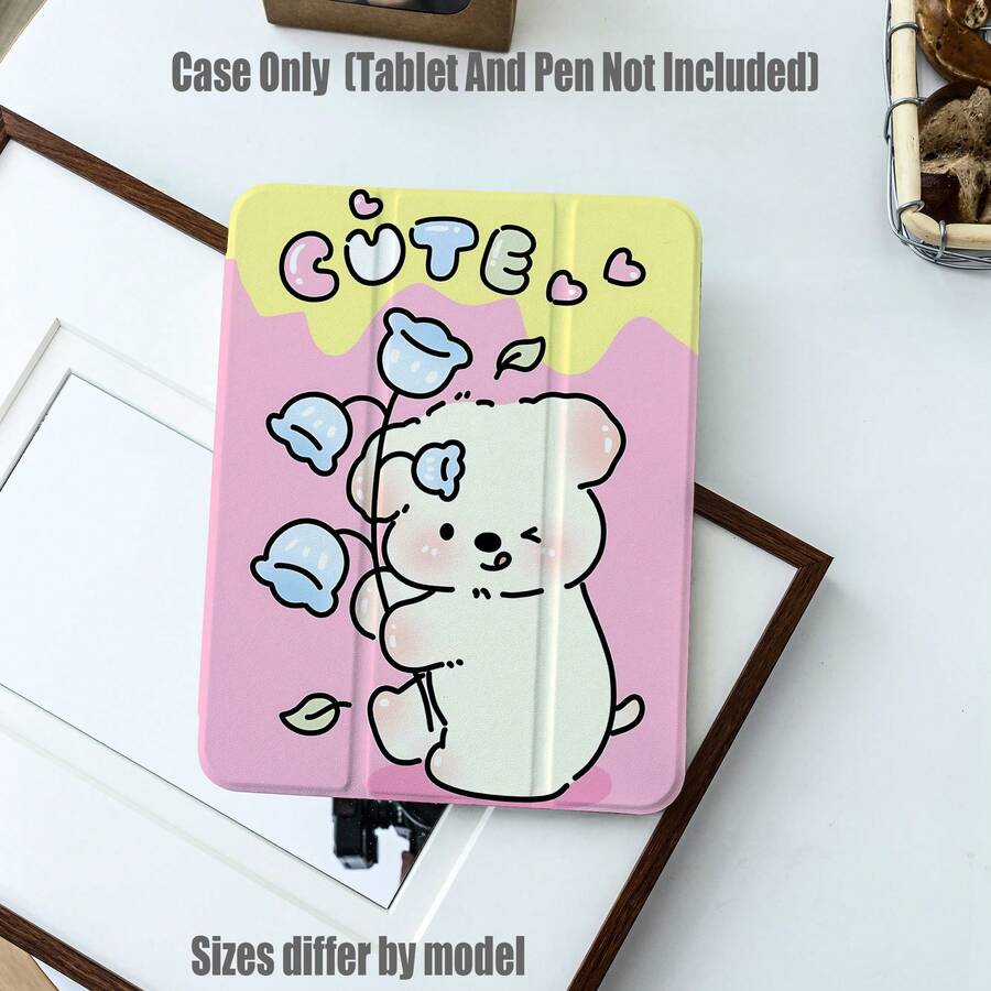 3-Fold High Transparency Acrylic Protective Case With Pen Slot. Cute Fresh Unique 3-Fold High Transparency Acrylic Protective Case. Tablet Protective Case Features: 3-Fold Stand Design, Smart Sleep/Wake Function - Multicolor - View 1