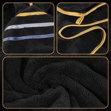 One Extra-Large, Thick Bath Towel, 90*180cm, Perfectly Wrapped, Soft And Comfortable, Highly Absorbent, Quick-Drying, Stylish Tri-Color Striped Design. Ideal For Bathing, Swimming, Napping, Yoga, Etc. - 黑色 - 查看 7
