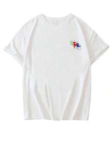 Camiseta Casual de Mujer con Estampado Gráfico de Silla "Lar Bar Mar", Transpirable y Cómoda, Manga Corta, Cuello Redondo, Estampado de Silla Retro, Algodón Suave, Perfecta para Uso Diario y Estilo Urbano Europeo - Blanco - Ver 4