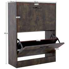 Vida Designs 2 Drawer Shoe Cabinet Shoe Rack Hallway Shoe Storage Cupboard - Dark Wood - View 8