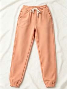 Stylish And Cute Lightweight Casual Pants With Multiple Pockets And Buttons, In A Y2K Style. Suitable For Back To School, Graduation, Clubs, Birthday Parties, Halloween, New Year's, Thanksgiving, Concerts, Gyms, Beaches, Vacations, Business, Everyday Wear At The Airport, Street Style, Teacher's Day, Spring, Summer, Fall, And Winter. - 赤褐色 - 查看 4