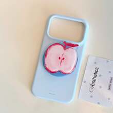Apple Pattern GUCADI A Film-Style Soft Case Suitable For IPhone 17 Pro Max, Apple 16 Pro, 14 With Fruit Gradient, 15 With Fresh Design, 13 With Matte Finish, Summer Personalized, Creative, Geometric, Minimalist Style, Fresh And Simple, Color-Blocking Style, Niche, Ins-Style - Pink - View 4