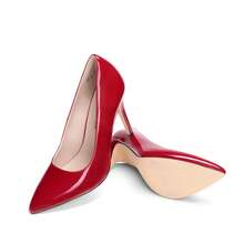 Women Stiletto High Heel Pumps Pointed Toe Solid Color Elegant Fashionable Wedding Party Court Shoes Suitable For Both Formal And Casual Occasions - 紅色 - 查看 8