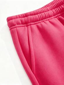 Men's Casual Knit 7 Inch Shorts, Loose Wide Leg Drawstring Waist Sweat Shorts With Pockets, - Hot Pink - View 3