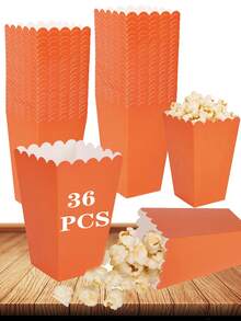 100/48/36/24/12 pièces/set 1 pièce Boîte en papier à pop-corn blanche, taille 2 x 4,5 x 3 pouces, convient pour la décoration de soirée de cinéma, Noël/Halloween - Orange - Voir 29