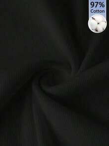 Camiseta blanca básica, casual y sencilla con cuello en V, manga corta, ajustada, con fruncido lateral, acanalada y elástica para mujeres, para el verano - Negro - Ver 3