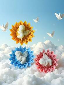 1pc Floral Angel Silicone Mold, DIY Fragrance Sleeping Angel Plaster Resin Candle Silicone Mold - A-White - View 6